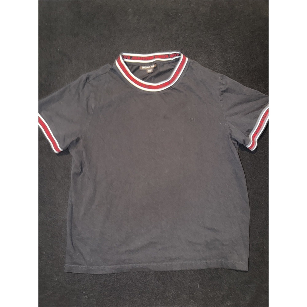Michael Kors Black Short Sleeve T Shirt Logo Trim & Embroidered Mens XL